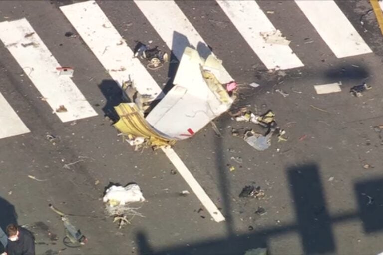 Chopper 6 was over the aftermath of the medical jet crash in Northeast Philadelphia.
