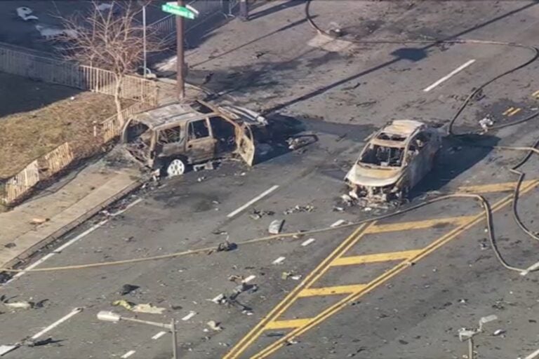 Chopper 6 was over the aftermath of the medical jet crash in Northeast Philadelphia.
