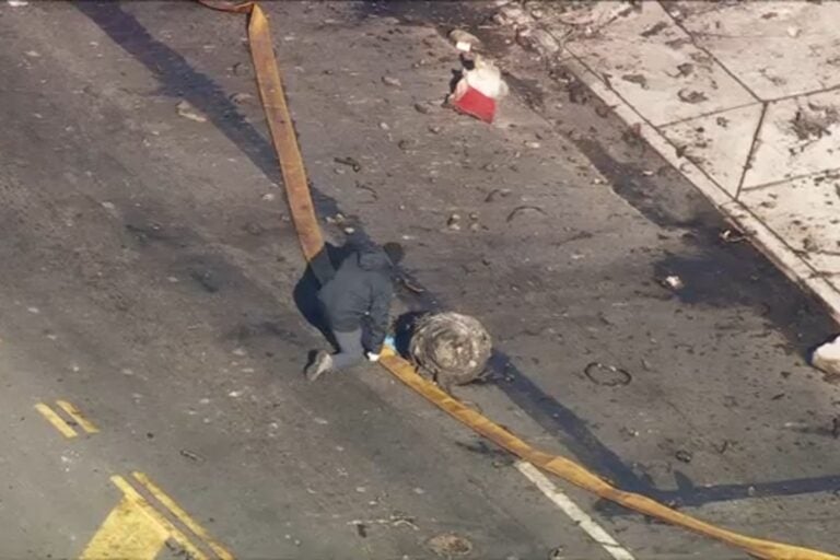 Chopper 6 was over the aftermath of the medical jet crash in Northeast Philadelphia.