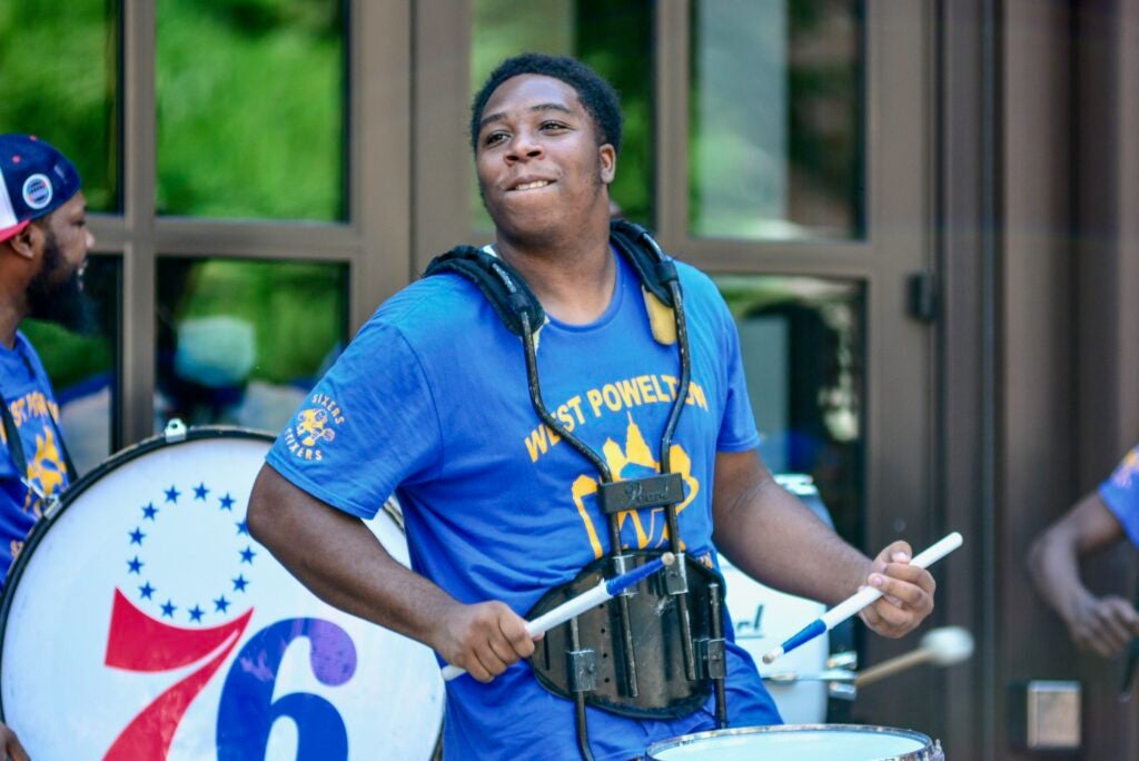 Javon Stokes playing drums