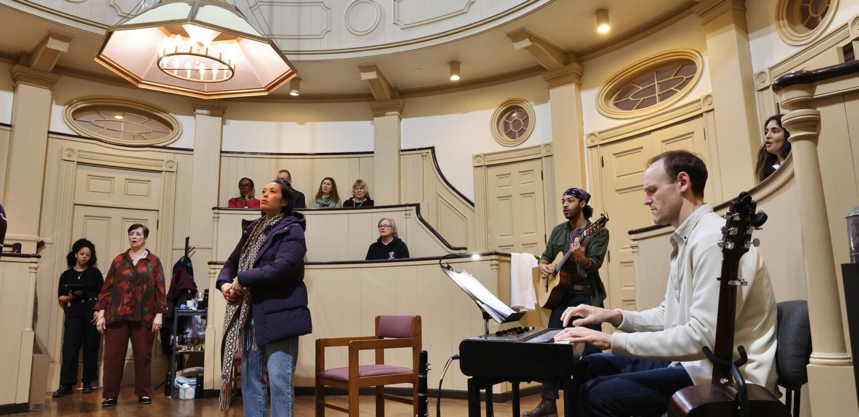 the audience sings along with the play