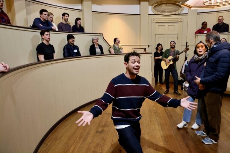 the audience sings along with the play