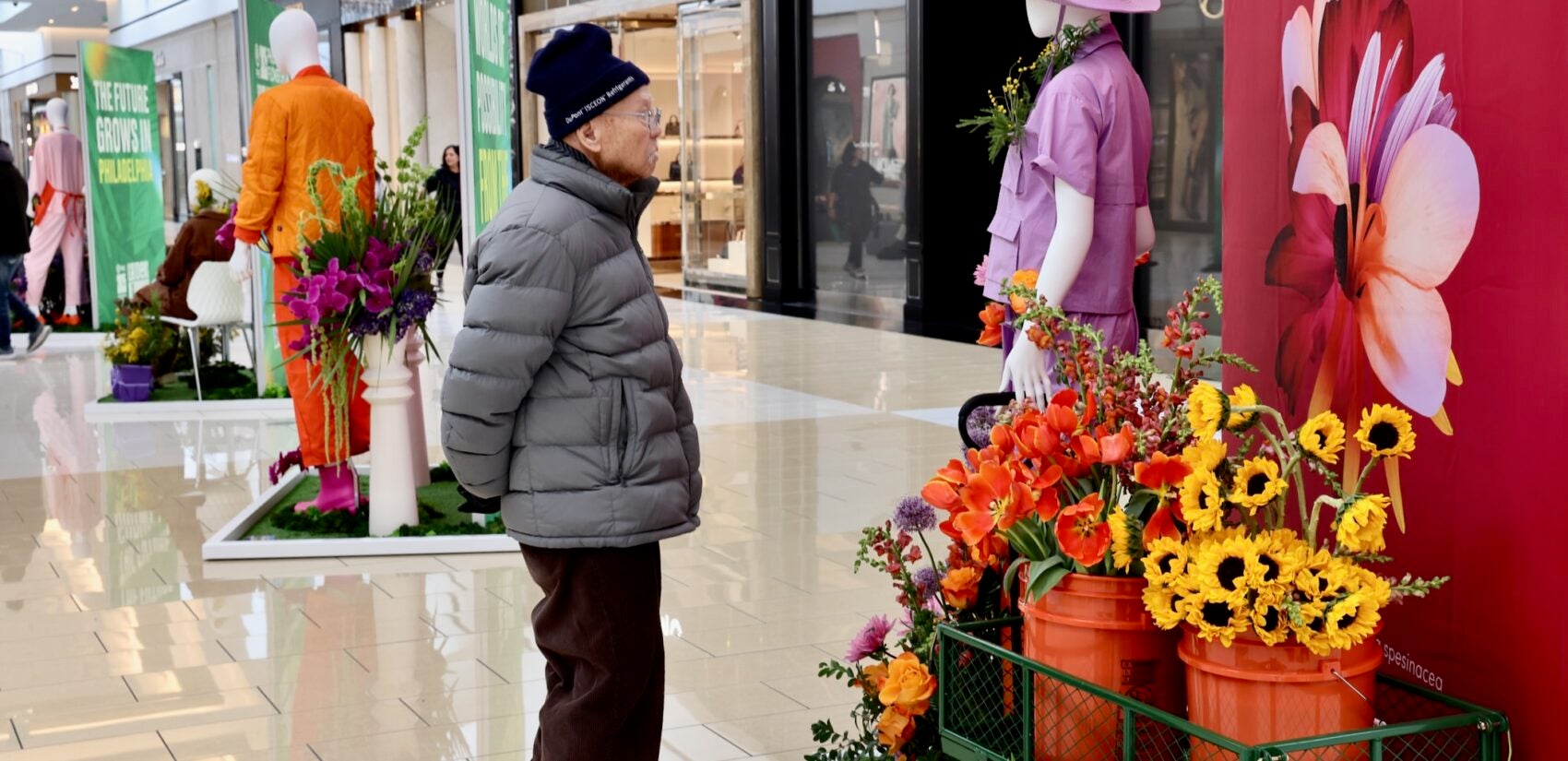 a man looks at a display