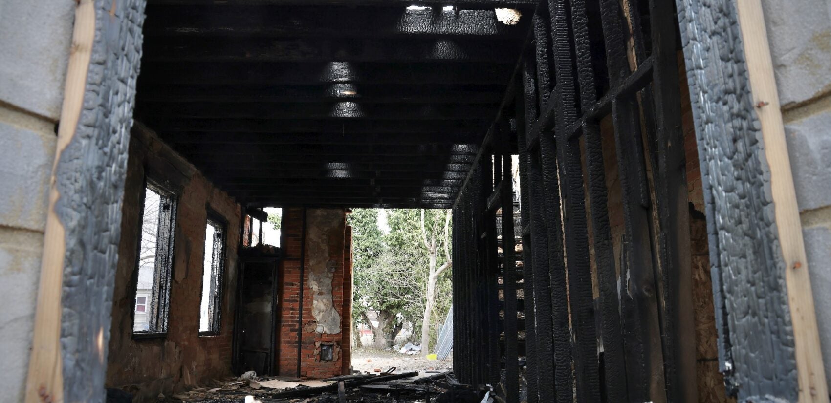 inside the fire-torn house