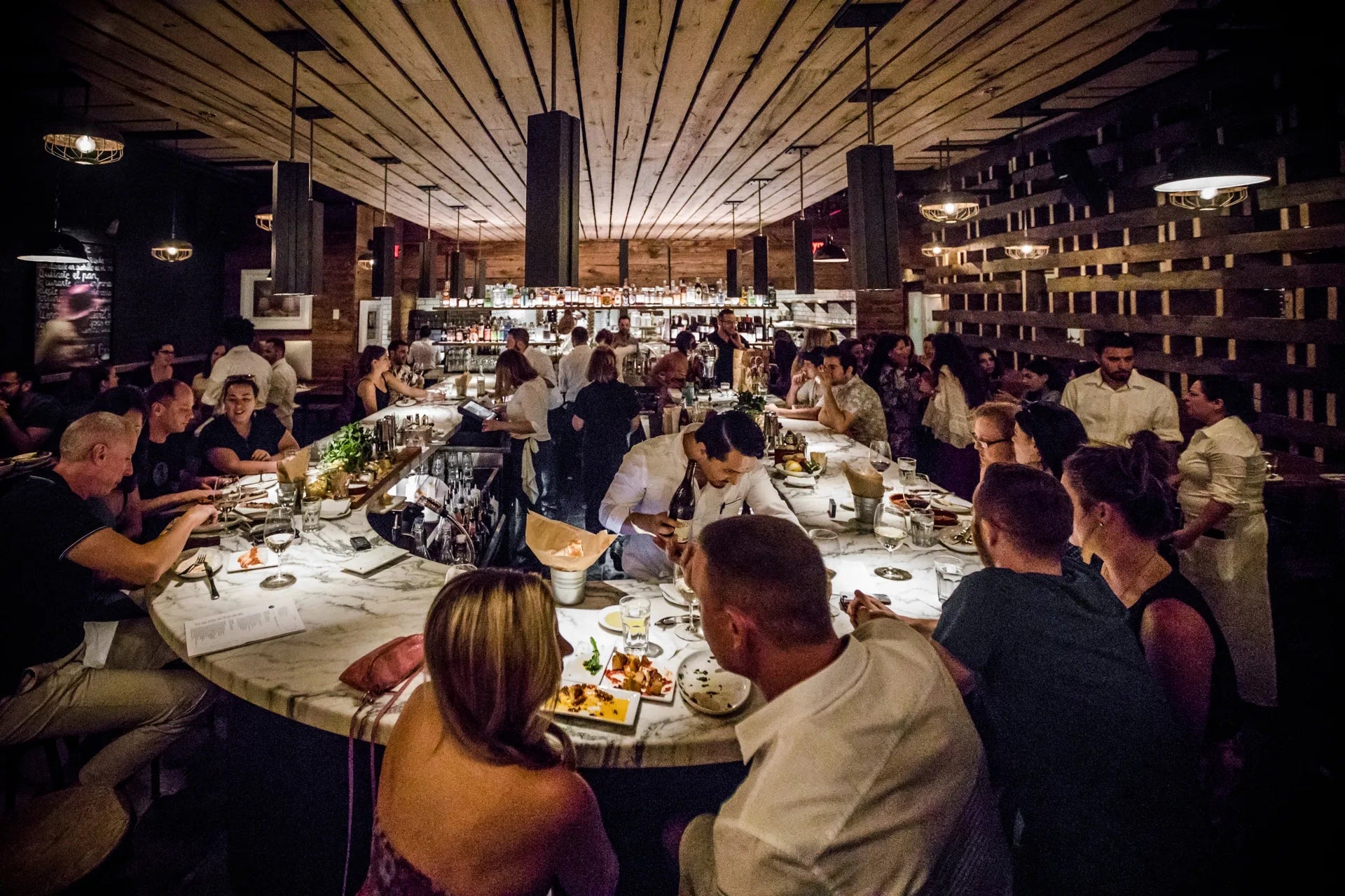 patrons eating at Barcelona Wine Bar