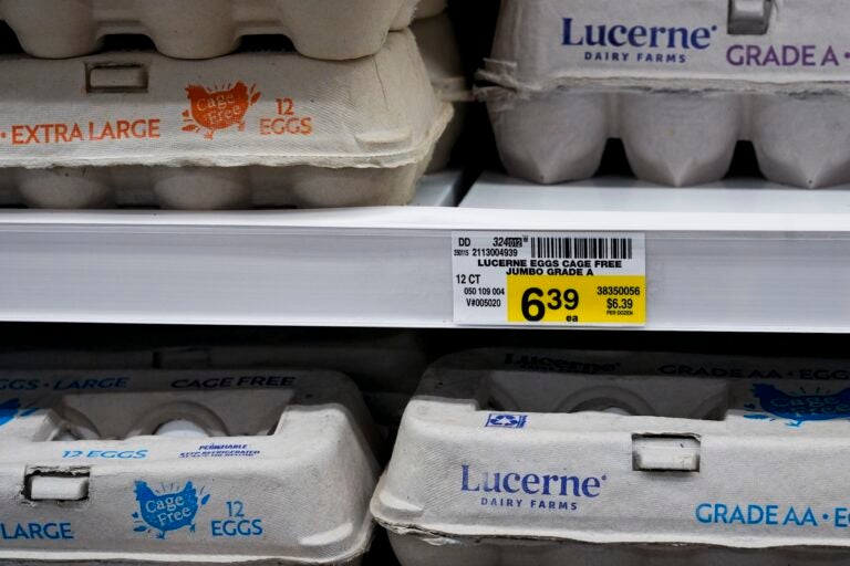 Eggs on a shelf in a supermarket