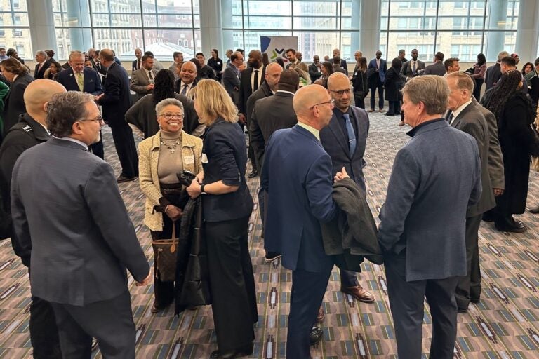 People mingling in a convention hall