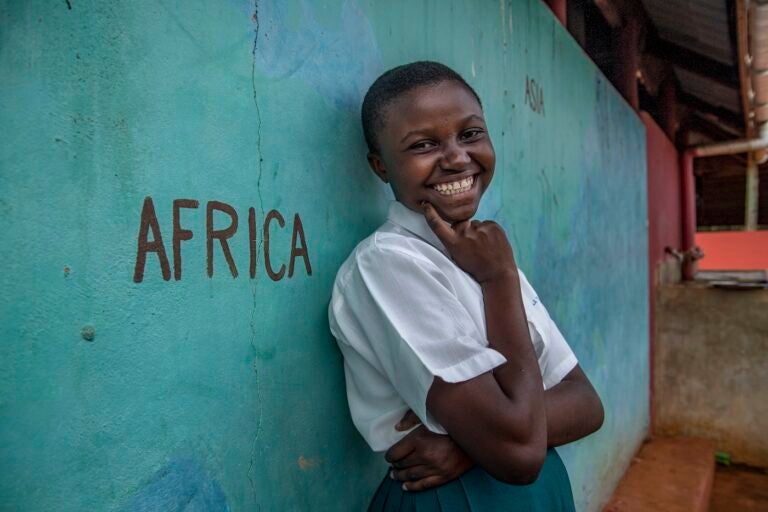 A young student posing for a photo