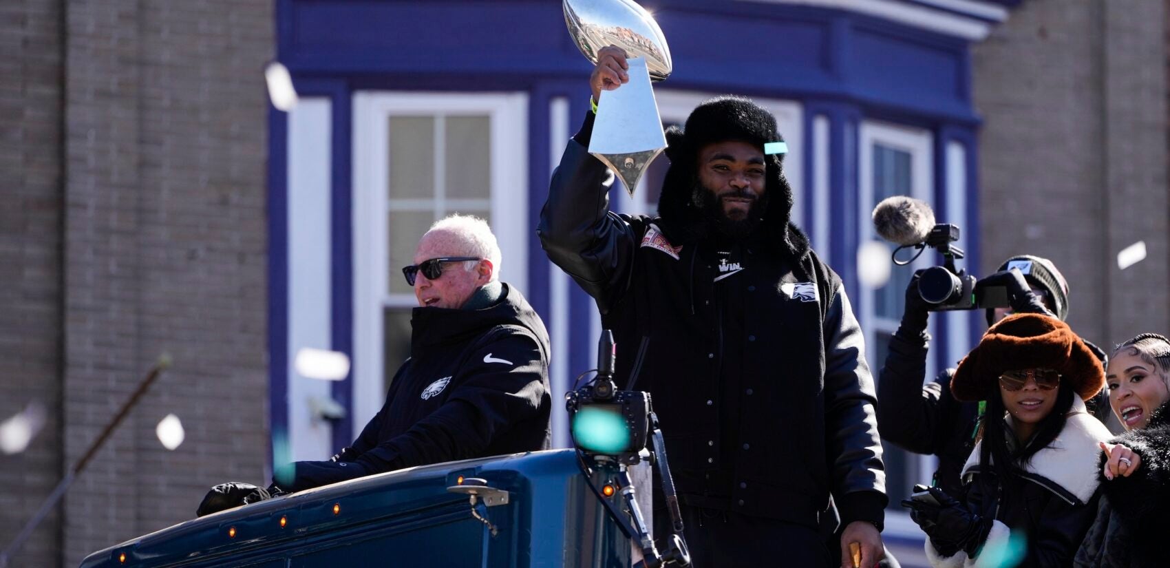 Brandon Graham holds up the trophy