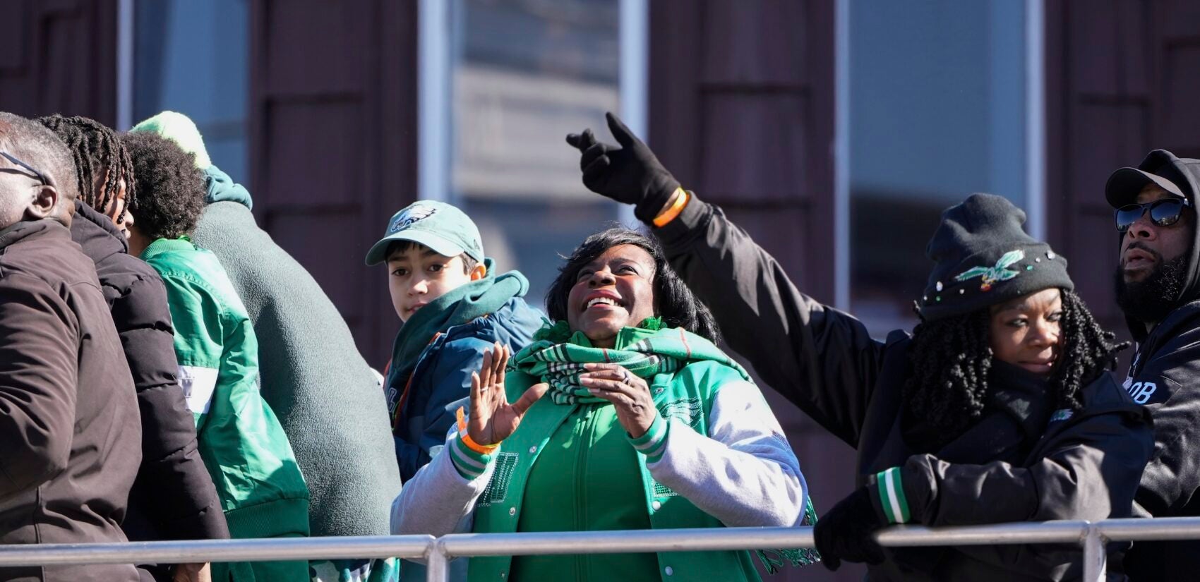 Cherelle Parker celebrates during the parade