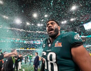 Jordan Mailata celebrating on the field