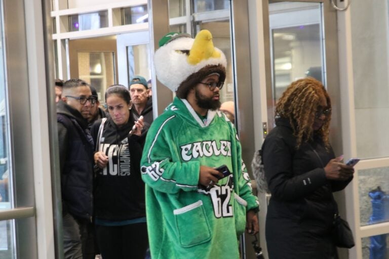 a man in an Eagles costume