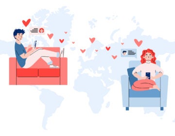 Young couple enjoying an online romance. (Bigstock/Rumka_vodki)