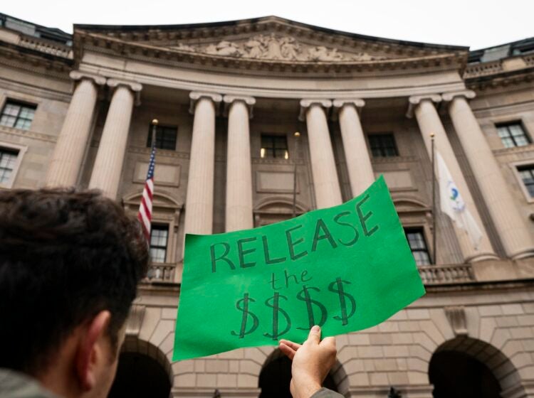 Demonstrator shows opposition