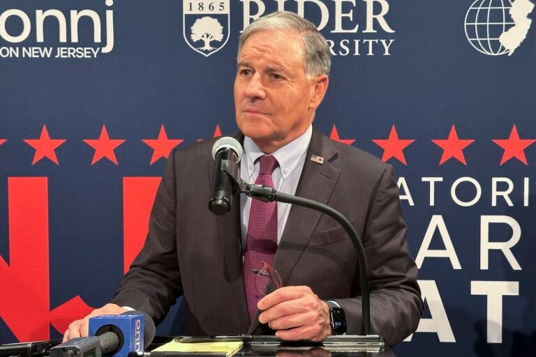 State Sen. Jon Bramnick speaks after the first Republican gubernatorial primary debate Tuesday, Feb. 4, 2025, at Rider University in Lawrenceville, N.J.