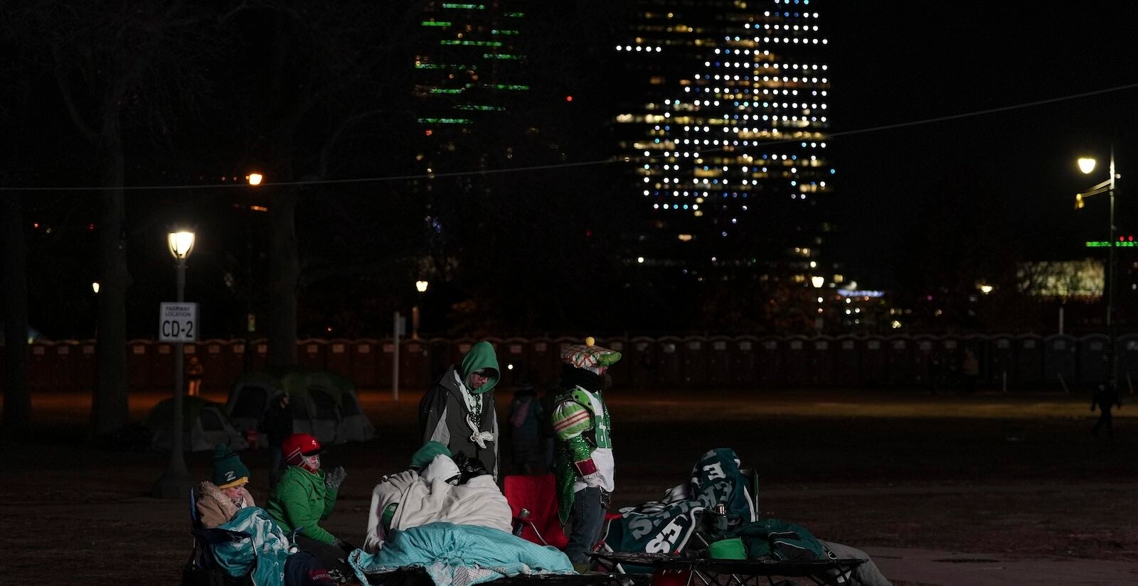 Fans gather before the Philadelphia Eagles Super Bowl 59 parade and celebration, Friday, Feb. 14, 2025, in Philadelphia.