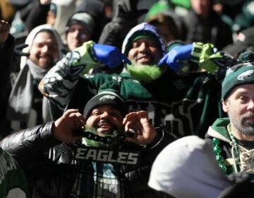 Fans gather before the Philadelphia Eagles Super Bowl 59 parade and celebration, Friday, Feb. 14, 2025, in Philadelphia.