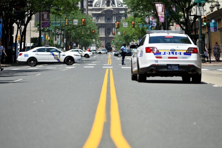 police cars in the street