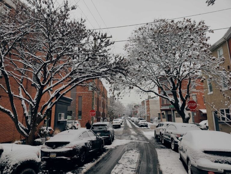 Fishtown streets are covered in snow after a brief system overnight.