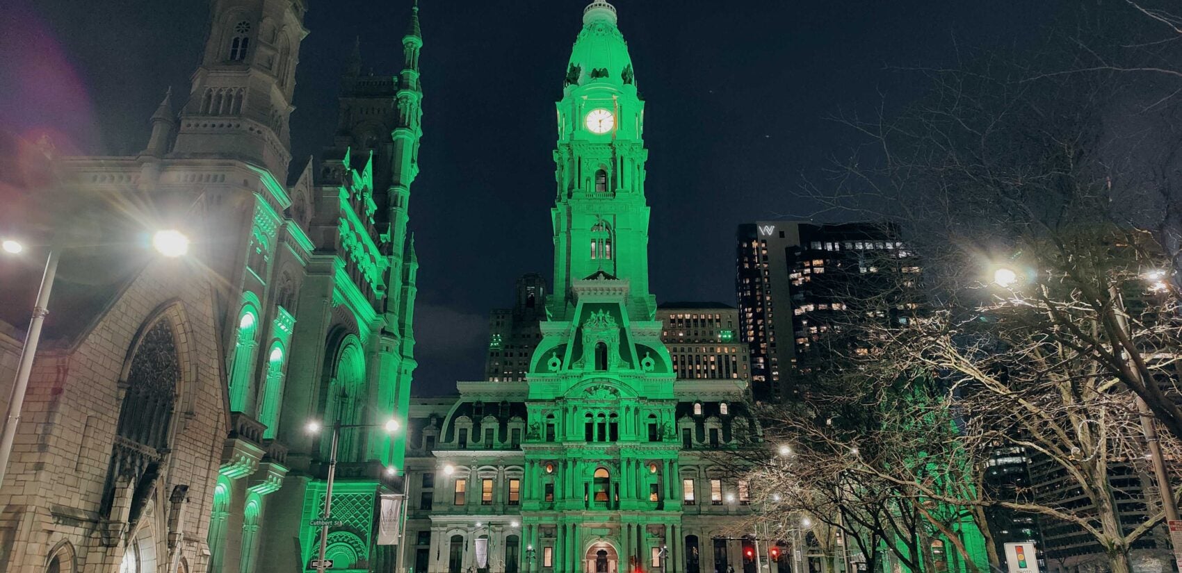 City Hall in Kelly green