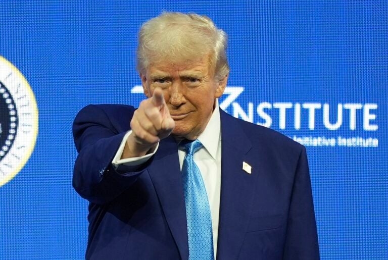 President Donald Trump arrives to speak at the Future Investment Initiative (FII) Institute summit in Miami Beach, Fla., Wednesday, Feb. 19, 2025.