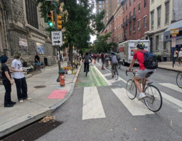 Protesters cycling