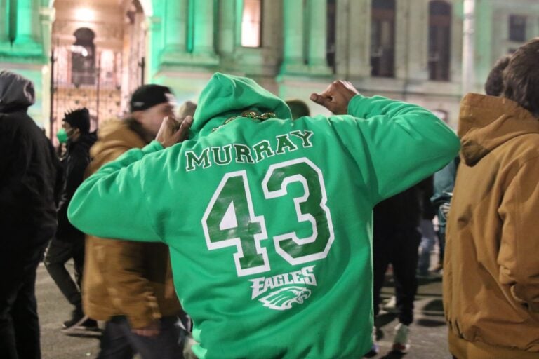 Charles Giddens celebrating on Broad Street