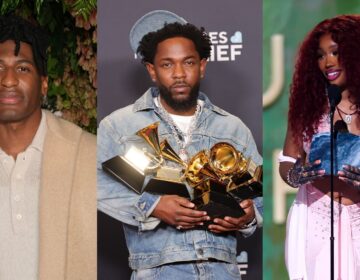 Jon Batiste, Kendrick Lamar, and SZA are seen in side-by-side photos