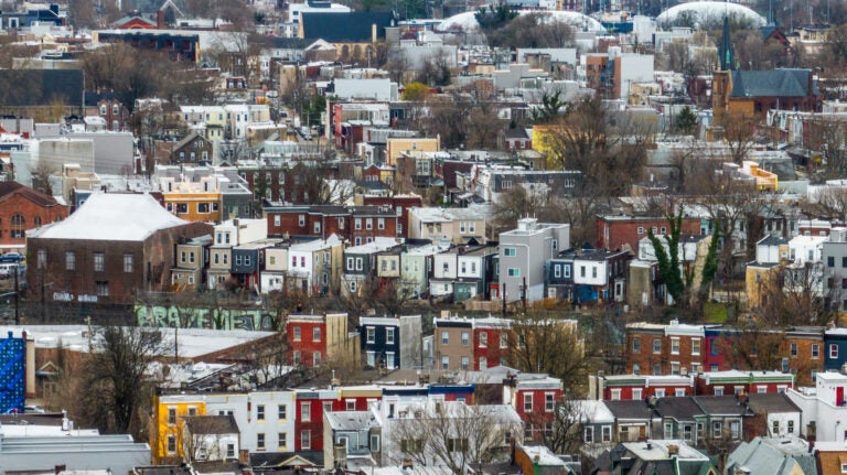 an aerial view of housing near Fairmount Park