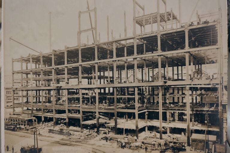 archival photo of the building under construction