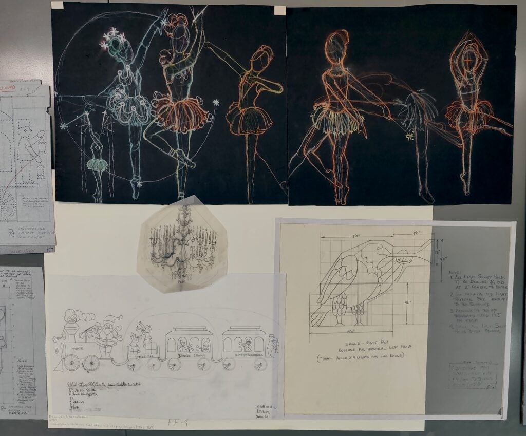 artist's sketches for the light show