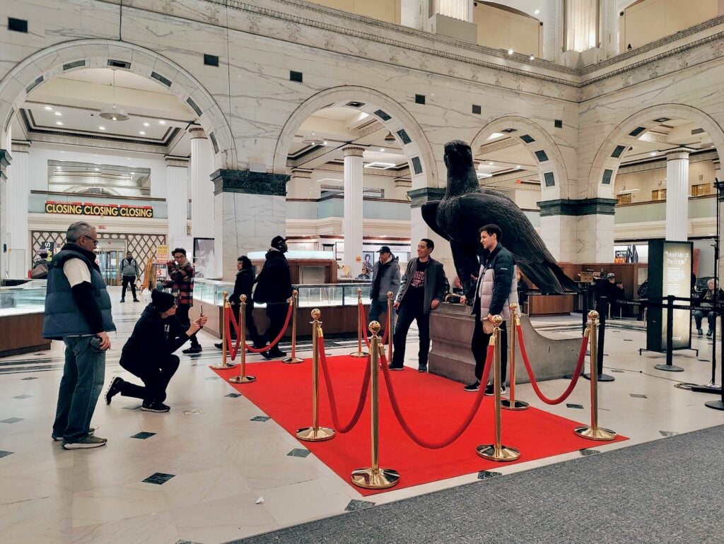 People taking photos with the Eagle