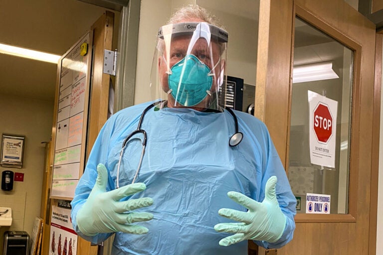 Dr. Kurt Papenfus in protective gear at the hospital