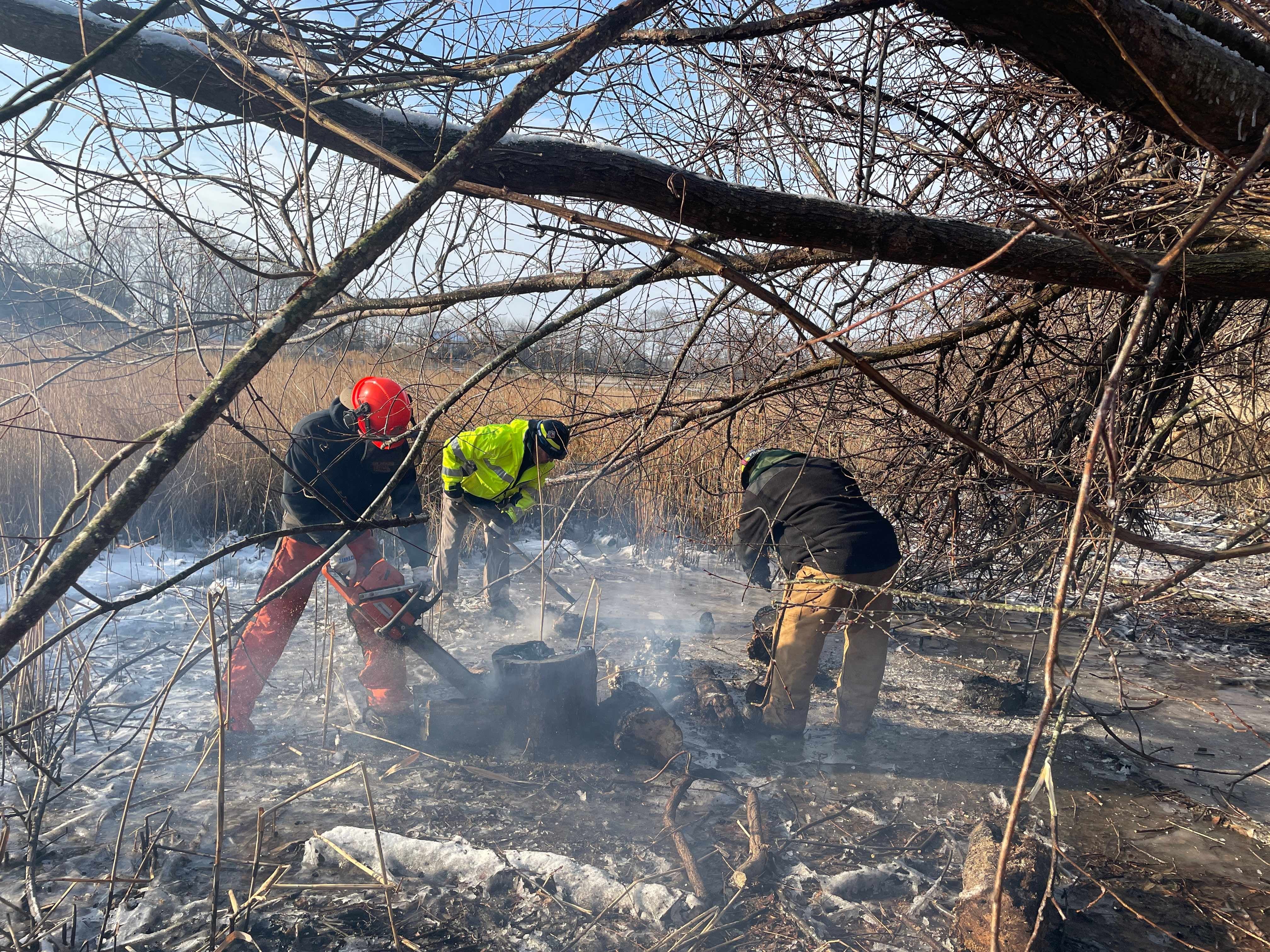 firefighters containing a fire