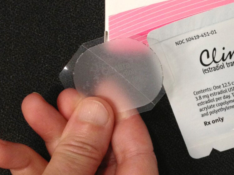 an estrogen patch for hormone therapy