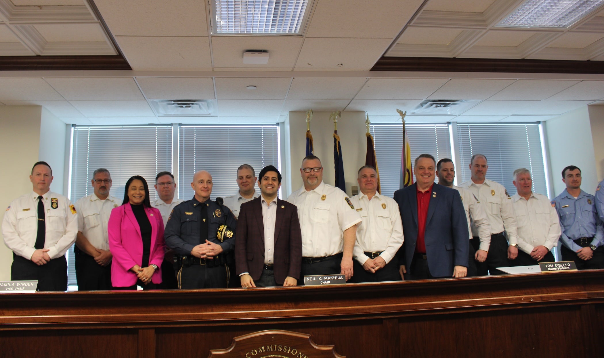 Montgomery County commissioners and first responders smiling