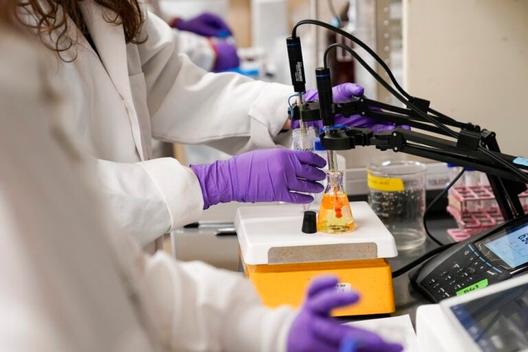 Testing water samples in a lab