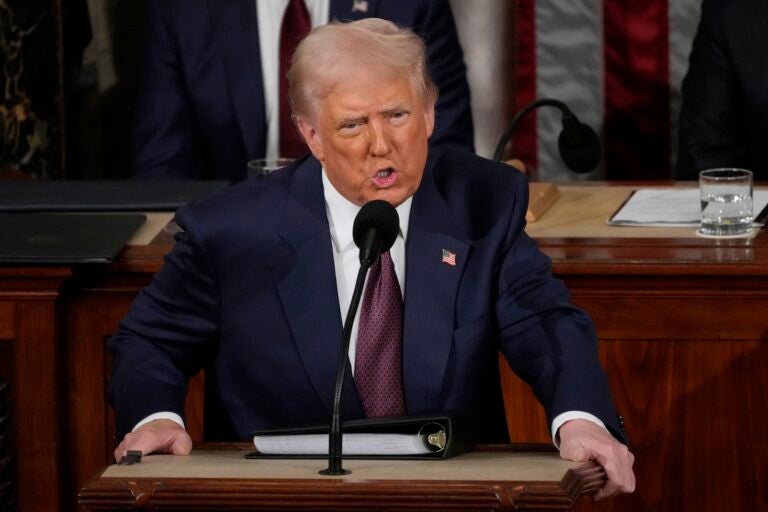 President Donald Trump addresses a joint session of Congress in the House chamber at the U.S. Capitol in Washington, Tuesday, March 4, 2025.