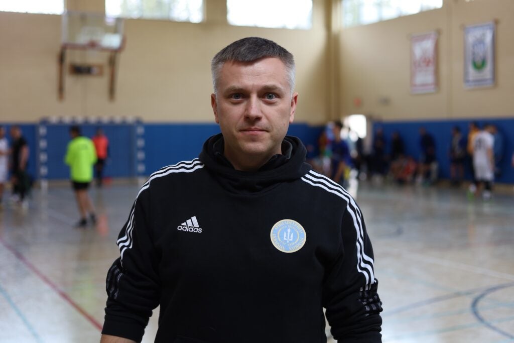 Roman Chupraynyak coaches soccer