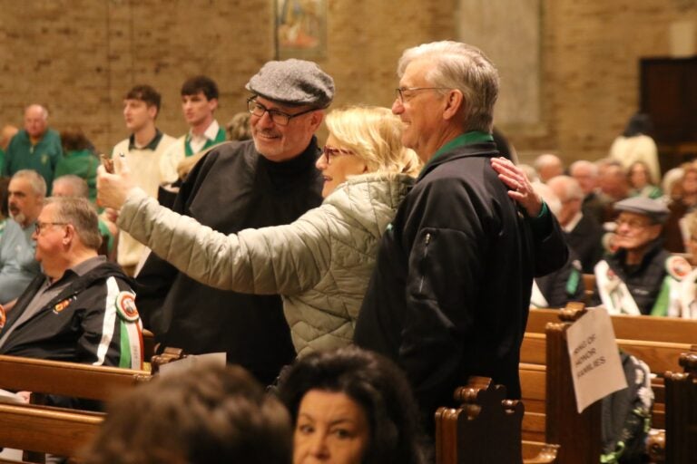 Folks gathered at St. Patrick Roman Catholic Church