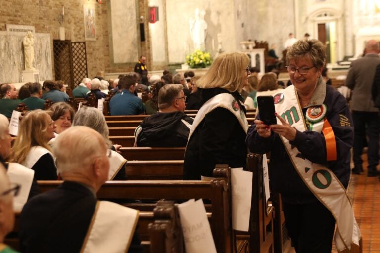 Folks gathered at St. Patrick Roman Catholic Church