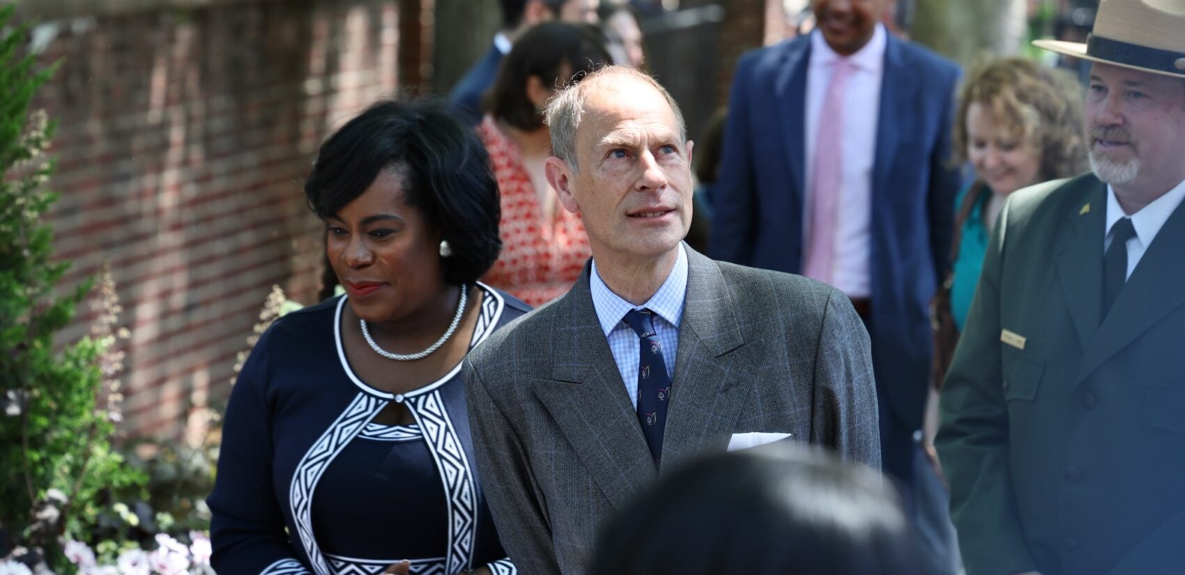 2025 04 30-e lee-cherelle parker prince edward steve sims-philadelphia benjamin rush garden-bicentennial bell park dedication Prince Edward walks with Mayor Parker at the Prince Edward event in Philadelphia