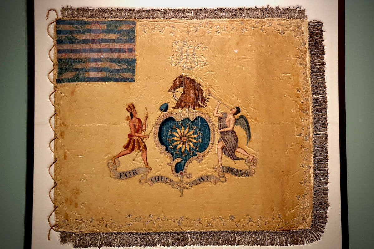 2024 04 17-e lee-philadelphia museum of the american revolution-banners of liberty light horse The flag of the Light Horse of the City of Philadelphia displayed at the Museum of the American Revolution