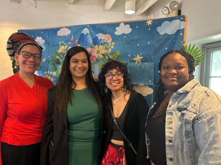 environatal-event-bartrams-garden-SS-041825-04 Tina Brown, Franchesca Joseph, Jasmine Sierra and Amirah Gibbs (left to right) pose for photo.