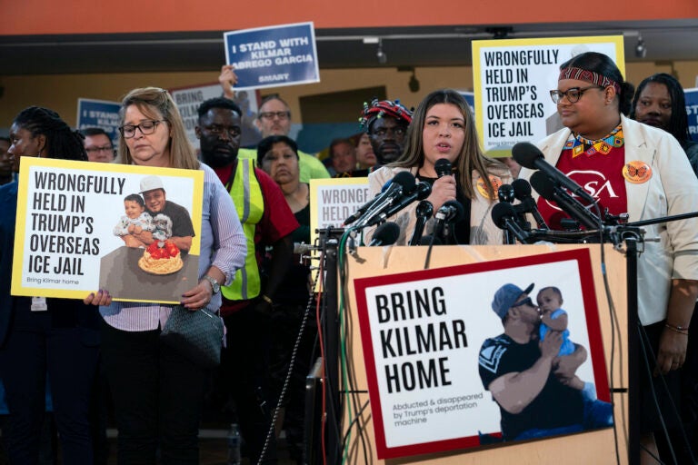 Maryland Deportation Error Jennifer Vasquez Sura, the wife of Kilmar Abrego Garcia of Maryland, speaking at news conference
