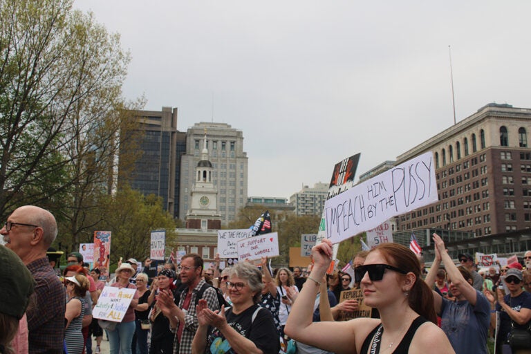 Protesters gather in Philadelphia for a “No Kings” 50501 rally against the Trump administration