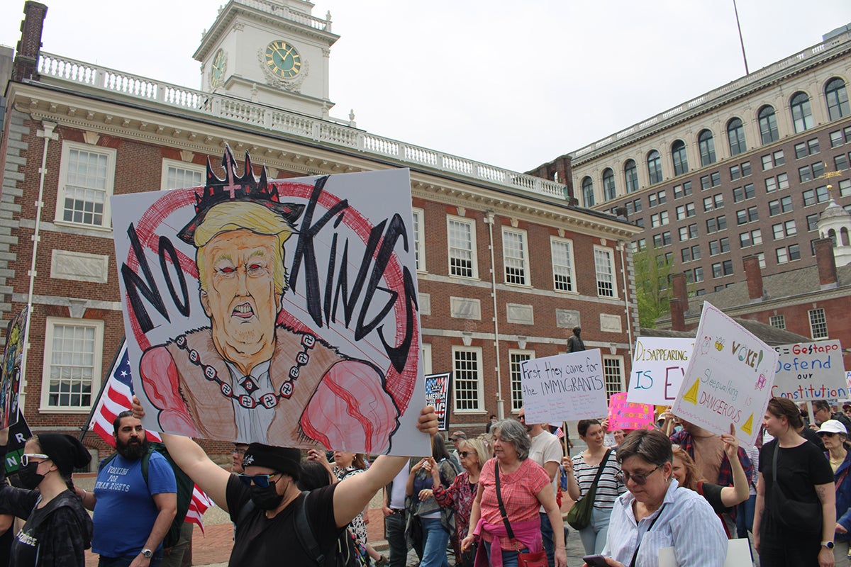 no-kings-20 Protesters gather in Philadelphia for a “No Kings” 50501 rally against the Trump administration