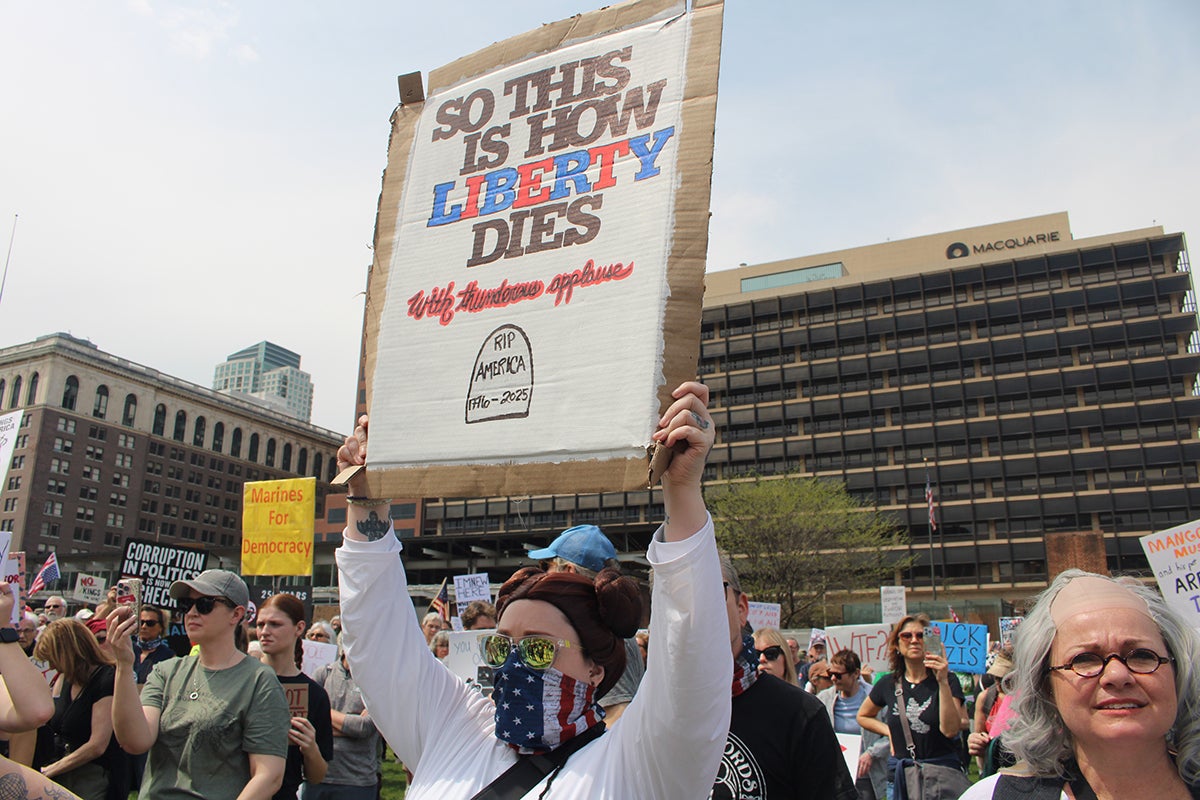 no-kings-4 Protesters gather in Philadelphia for a “No Kings” 50501 rally against the Trump administration