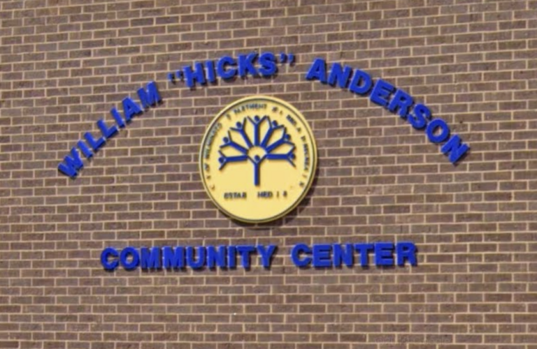 william-hicks-anderson-community-center-2025-05-01 The sign on the exterior of the community center
