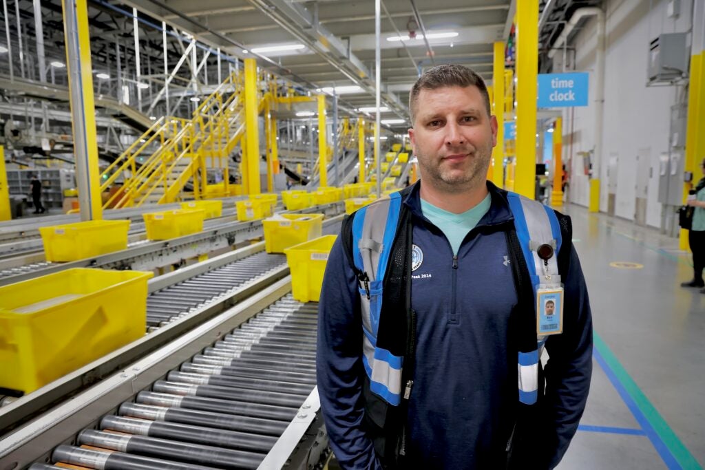 Ken Jones in the warehouse